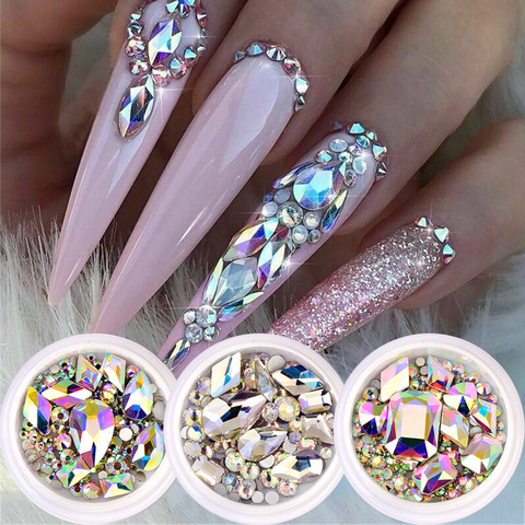 Mix Sizes 300pcs Crystal Pink AB Nail Art Rhinestones DIY Non Hotfix  Flatback Acrylic Nail Stones Gems for 3D Nails Art Decorations (Pink AB)