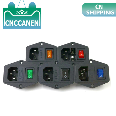 Power Rocker Switch IEC 4 Pin 320 C14 Inlet Power Sockets Switch Connector Plug 10A 250V Red Black Blue Green Yellow ► Photo 1/6