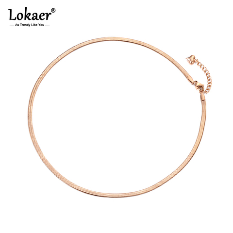 Lokaer New Arrival Sample Jewelry Stainless Steel Snake chain Thin Necklace Rose Gold Color Chirstmas Gift N18065 ► Photo 1/6