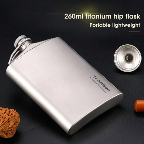 New Home& Kitchen 175ml/ 260ml Titanium Hip Flask Sake Flat Liquor Flask Alcohol Whiskey Wine Flagon Bottle Wearproof Wine Pot ► Photo 1/6