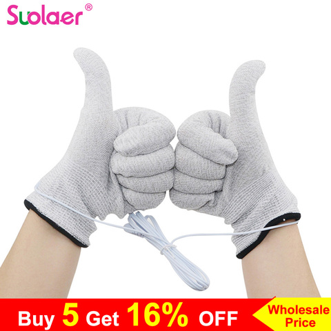 1 Pair Breathable Fiber Electrotherapy Massager Electrode Gloves With Cable Electrode Machine Electrode Gloves For Tens Mechines ► Photo 1/6