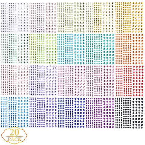 3300Pcs Self Adhesive Colorful Rhinestone Stickers - Assorted 20 Colors & 3 Sizes - Ideal for DIY,Face,Art,Decoration,Festival ► Photo 1/6