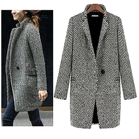 S-XL Casual Women Woolen long Coat womens 2022 Winter solid color Loose Female thinning Wool Blend coat ► Photo 1/6
