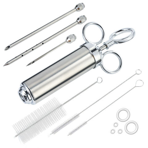 Stainless Steel Meat Marinade Injector Kit Grill turkey BBQ Seasoning Sauce Flavor Needle Cooking Syringe ► Photo 1/6