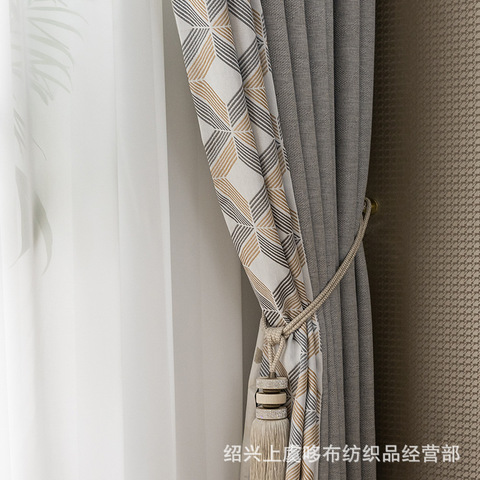 British-Style Thick Simple Linen Shade Curtain Stitching Northern European Modern Curtains for Living Room Bedroom Study ► Photo 1/1