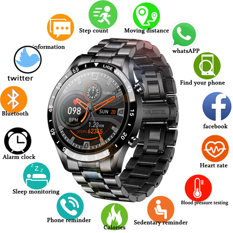 LIGE 2022 Full circle touch screen steel Band luxury  Bluetooth call Men smart watch Waterproof Sport Activity fitness watch+box ► Photo 1/6