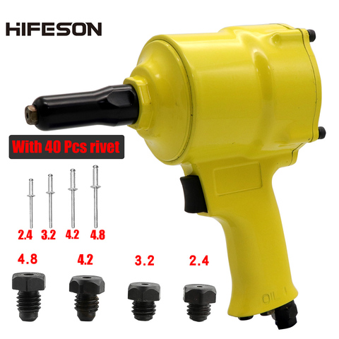 Pneumatic Air Blind Rivet Gun With 40 Pcs Nail Automatic POP Riveters Riveting Tool for 2.4mm 3.2mm 4.2mm 4.8mm ► Photo 1/6