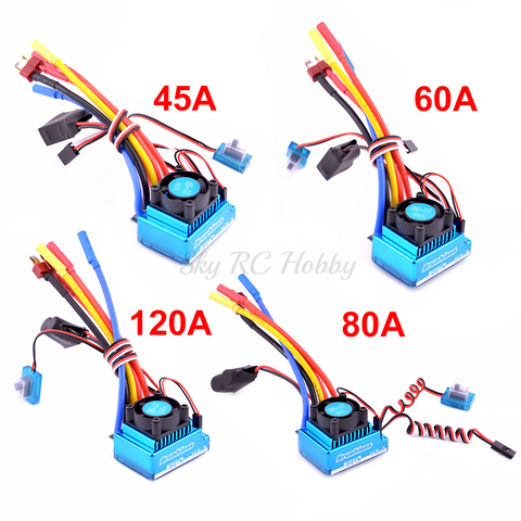 NEW 45A 60A 80A 120A Brushless ESC Electric Speed Controller Dust-proof for 1:10 1/10 RC Car 3650 Motor ► Photo 1/6