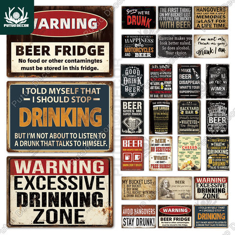 Putuo Decor Drink Vintage Metal Plaque Tin Sign Funny Beer Drinker Wine Lover for Bar Pub Club Kitchen Home Man Cave Wall Decor ► Photo 1/6