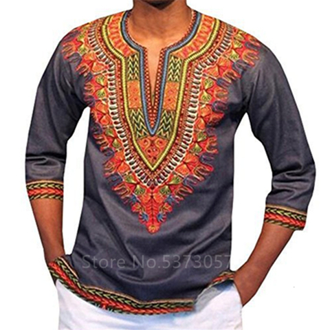 2022 New African Dresses for Men Rich Print Rich Print Bazin Tops Dashiki Ankara Dress Traditional Long Sleeve Clothing S-3XL ► Photo 1/6