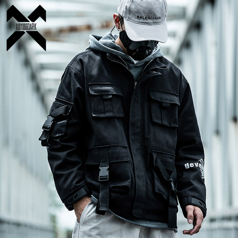 New Black Cargo Jackets Windbreaker Men Streetwear Tactical Jacket