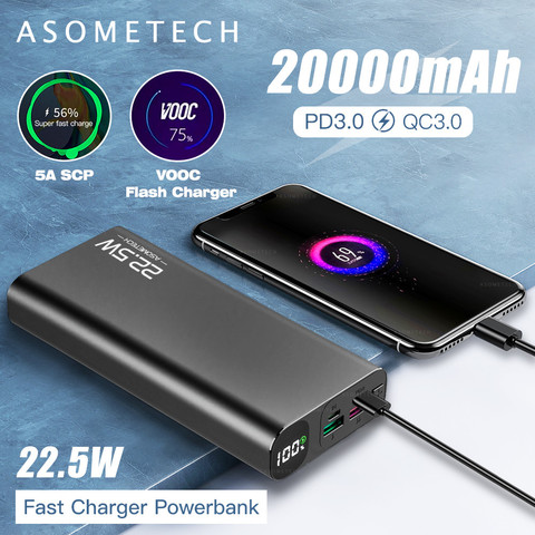 20000mAh Power Bank 22.5W Quick Charge 3.0 5A Powerbank PD USB Type C Portable External Battery Super Fast Charger for iPhone 12 ► Photo 1/6