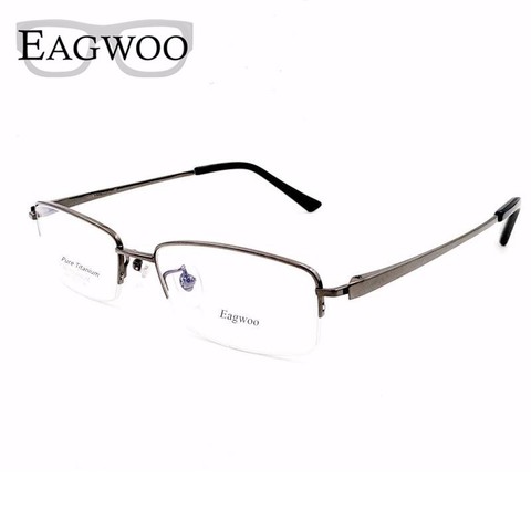 Pure Titanium Eyeglasses Half Rim Optical Frame Prescription Spectacle Business Glasses For Men Eye glasses Slim Temple 143mm ► Photo 1/6