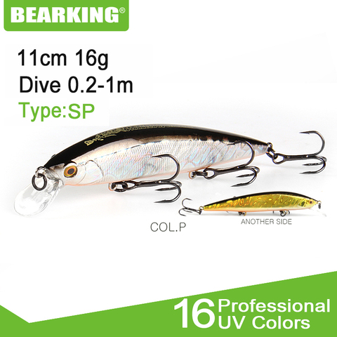 BEARKING 11cm 16g 0.2m-1m SP Minnow Fishing Lure Laser Hard Artificial Bait 3D Eyes Fishing Wobblers Diving Crankbait ► Photo 1/6