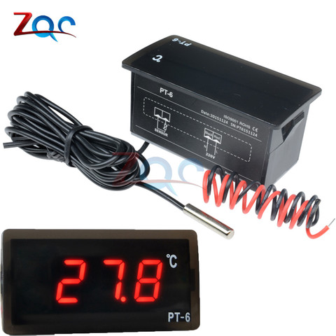 PT-6 -40~110℃ Digital Car Thermometer Vehicle Temperature Meter Monitor AC 220V DC 12V Automotive Thermometer with 2m NTC Sensor ► Photo 1/6