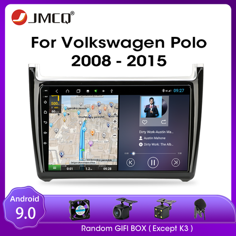 JMCQ Andriod 9.0 RDS DSP Car Radio For Volkswagen Polo 2008-2015 Multimedia Player GPS Navigaion 2 Din T9 4G+64G Split Screen ► Photo 1/6