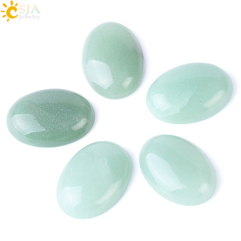 CSJA 1PC Natural Green Aventurine Cabochon Beads 10x14mm to 30x40mm Gem Stone for DIY Handmade Crafts Jewelry Earrings Ring F507 ► Photo 1/6