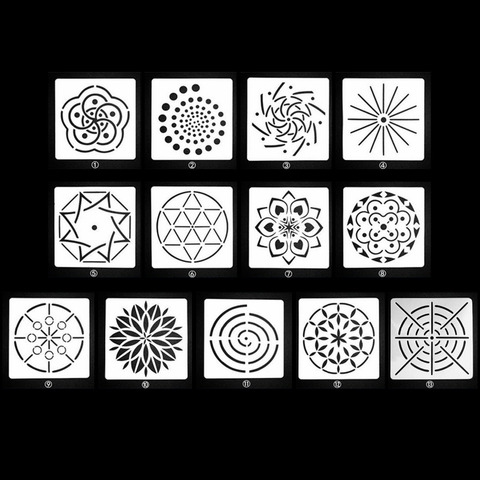 13PCS Assorted Pattern Mandala Dotting Painting Drawing Stencils Template Tool for DIY Craft Furniture Wood Canvas Rocks Fabrics ► Photo 1/6