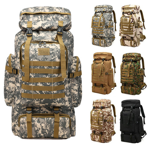 80L Waterproof Molle Camo Tactical Backpack Military Army Hiking Camping Backpack Travel Rucksack Outdoor Sports Climbing Bag ► Photo 1/6