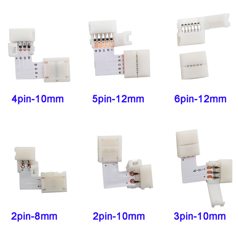 5~500set L Shape 2pin 3pin 4pin 5pin 6pin LED Connector For connecting corner right angle 5050 RGB RGBW 3528 ws2812 LED Strip ► Photo 1/6