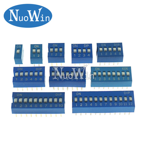 10pcs Slide Type Switch Module 1 2 3 4 5 6 7 8 10 12 PIN Bit 2.54mm Position Way DIP Blue Pitch Toggle Switch Blue Dial Switch ► Photo 1/2