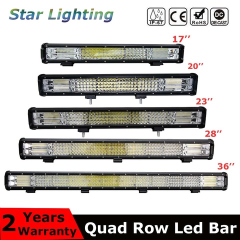 9D Quad Row LED Bar 4 / 7 / 12 / 20 / 22 / 28 / 36 inch Offroad LED Light Bar For Boat Car Tractor Truck 4x4 SUV ATV 12V 24V ► Photo 1/6