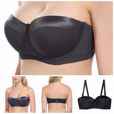 Women Strapless Bra Plus size 32-46 B/C/D/DD/E/F/G Half Cup Multiway Balcontette Bra with Straps N059 ► Photo 1/6