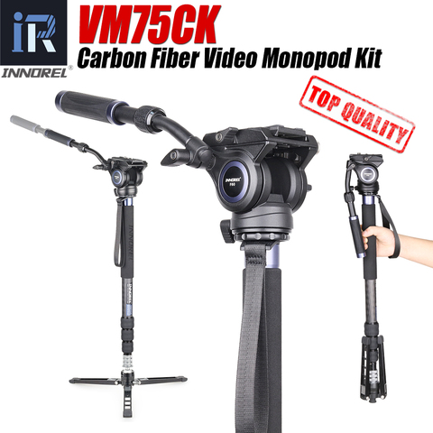 INNOREL VM75CK 10 Layers Carbon Fiber Monopod Kit With Professional Fluid Head Removable Tripod Base For DSLR Camera Telescopic ► Photo 1/6