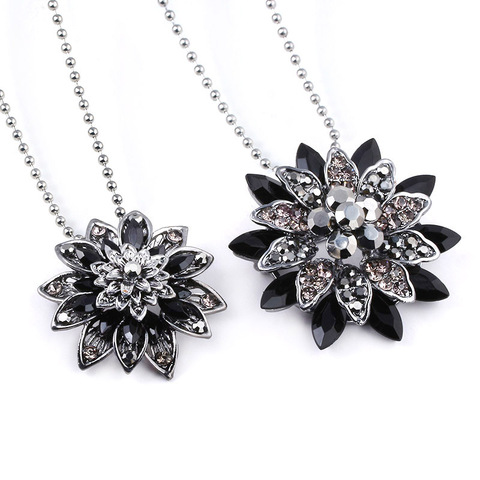 Black Dahlia Necklace Vintage Flower Crystal Pendant Badge for Women Men Choker Pins Jewelry ► Photo 1/6