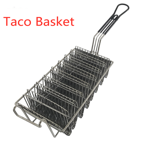 8 mould nicket plated taco shell basket kitchen Fried cooking Taco corn husks taco French fries Fried basket colander strainer ► Photo 1/6