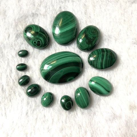 100% Natural Malachite Bead Cabochon 5x7,8x10,10x14 12x16,13x18,18x25,22x30mm Oval Gem Stone Jewelry Cabochon Ring Face,2pcs/lot ► Photo 1/6