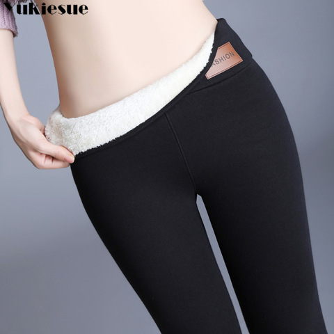 Black warm pants winter skinny thick velvet wool fleece girls leggings women Trousers Lambskin Cashmere Pants For Women leggings ► Photo 1/6