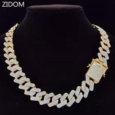 Men Hip Hop Chain Necklace 20mm heavy Rhombus Cuban Chains Iced Out Bling Necklace fashion jewelry For Gift ► Photo 1/6