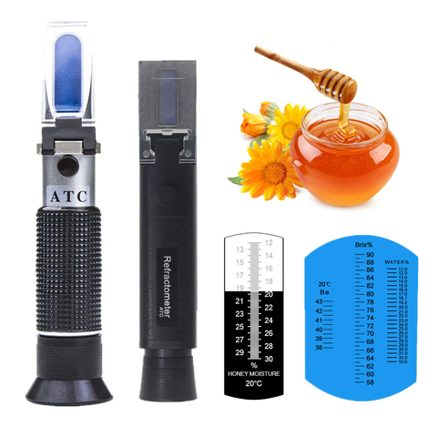 Hand Held Honey Refractometer Water Honey Moisture Tester Meter ATC for Bee-keeping ► Photo 1/6