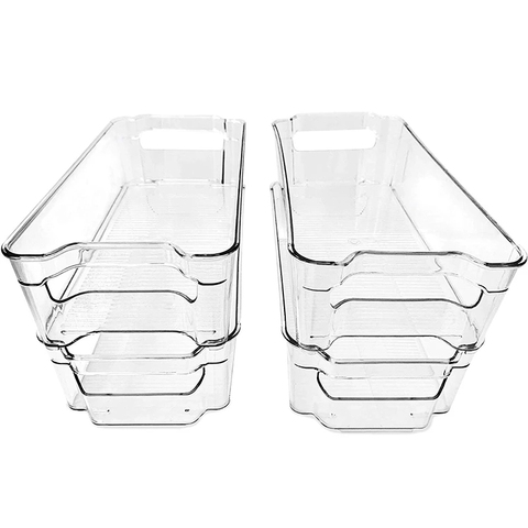 Stackable Plastic Storage Bins Fridge Organizer Clear Pantry Food Organization Handle For Kitchen Freezer Rack Cabinet Tools ► Photo 1/6