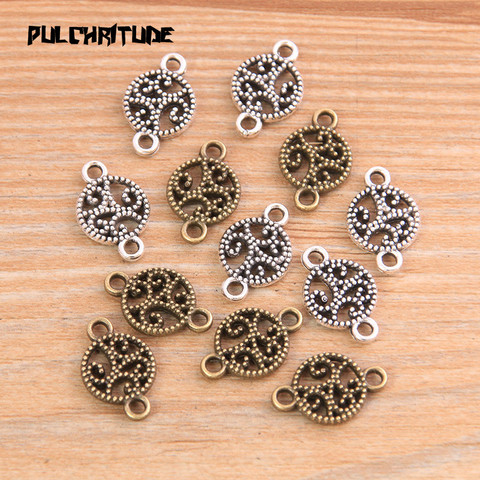  20PCS 11*17mm Hollow Round Flower Connectors Two Color Plated Pendants Jewelry Making DIY Handmade Craft ► Photo 1/3