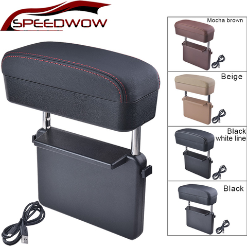 SPEEDWOW Universal Car Armrest Box Adjustable Elbow Support Auto Center Console Auto Seat Gap Organizer Wireless Charging ► Photo 1/6