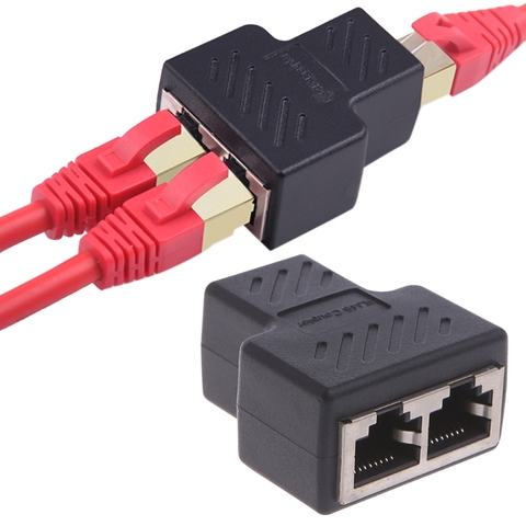 1 To 2 Ways LAN Ethernet Network Cable RJ45 Female Splitter Connector Adapter For Laptop Docking Stations ► Photo 1/6