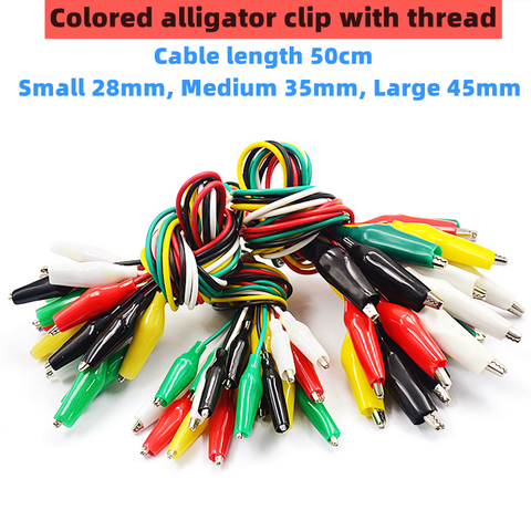 10pcs color alligator clip electric DIY small battery power cord sheath electric clamp double head test clamp.28mm35mm45mm 50cm ► Photo 1/6