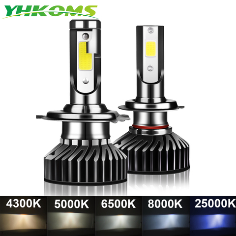 YHKOMS 2 PCS 80W 14000LM H4 H7 LED Car Headlight H1 H8 H9 H11 4300K 5000K 8000K 25000K Auto Fog Light 12V Mini Size LED Lamp ► Photo 1/6