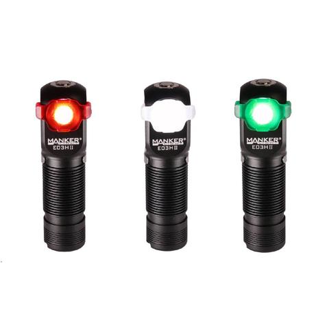 Manker E03H II 600Lumen AA/14500 Flashlight LED Angle Torch w Headband White Green Red filters Magnet Tail Reversible Clip Black ► Photo 1/6