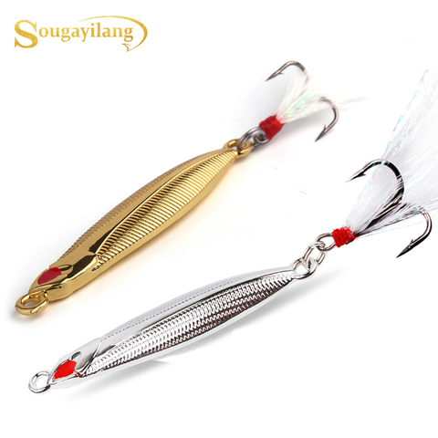 Sougayilang 10pc Metal Fishing Lure 10g Hard Bait Saltwater Metal Fishing Lures Bait Hard Sequin Artificial Treble Lure ► Photo 1/6