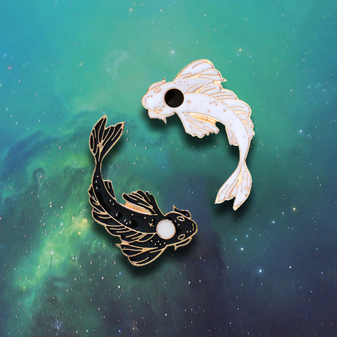 Animal Pins & Brooches Lovely Goldfish Cod Fish Black and White Good Wish Gifts Lucky Jewelry Diving Clothes Metal Badge ► Photo 1/6