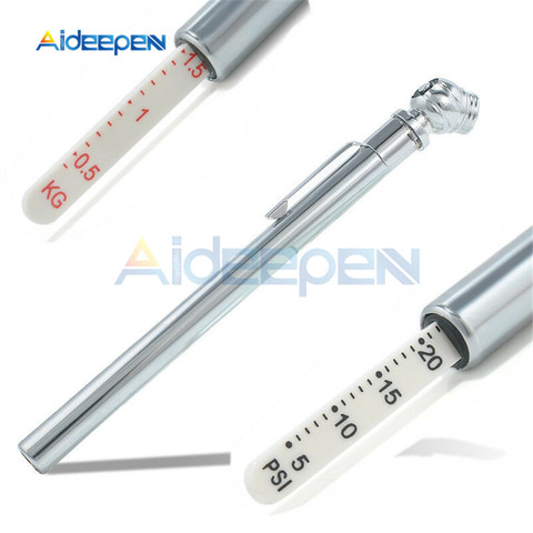 Air Pressure Test Meter Pen Shape Emergency Use Portable 5-50 PSI Pressure Gauge Durable Silver Car Styling Tool ► Photo 1/6