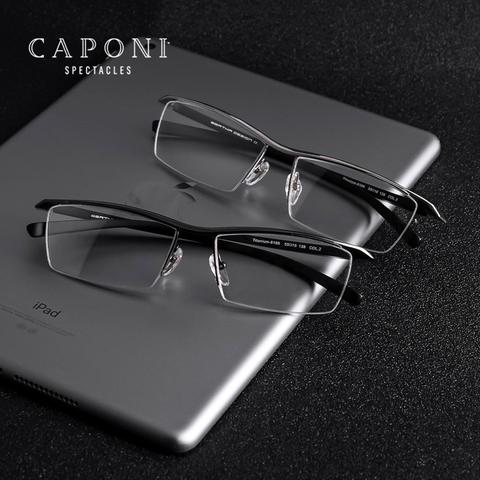 CAPONI Titanium Frame Glasses Men Lense Could Do Prescription Computer Glasses Half Frame Optical Eyeglasses For Men  J8189 ► Photo 1/6