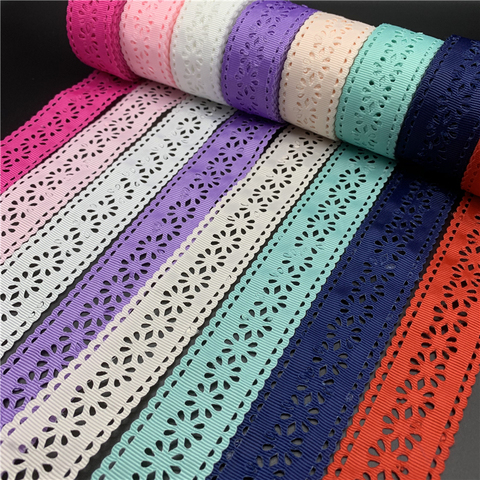 5yards/lot 30mm Hollow Lace Grosgrain Ribbon Hollow Flower Pattern Ribbon For Hair Bows DIY Crafts Handmade Accessories ► Photo 1/2