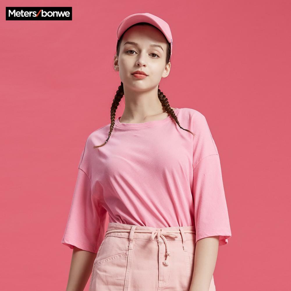 Metersbonwe 2022 Summer New Female T-shirt Cotton Harajuku Aesthetics Tshirt  Solid Color Tops Fashion Casual TShirt 726810 ► Photo 1/6