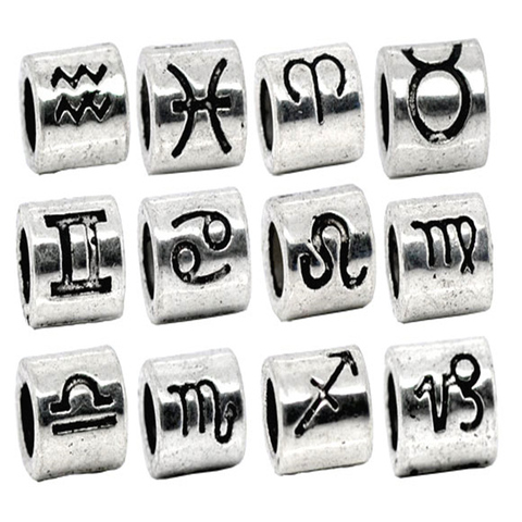 Doreen Box hot-  36Pcs Mixed Zodiac Spacer Beads Fit Charm Bracelet 7.5x7.5mm(B08327) ► Photo 1/3