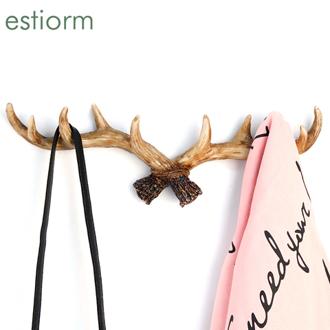 vintage Resin antler key hook/holder,wall mounted cap coat hanger/rack,home decorative Animal deer horn wall hook for hanging ► Photo 1/6