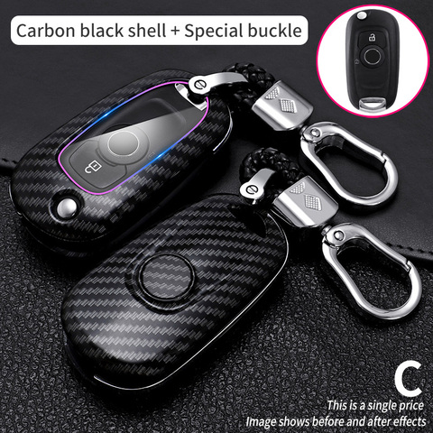 Carbon Fiber Car Key Cover For Opel Vauxhall Astra K Corsa E For Buick VERANO ENCORE GX GL6 Flip Key Case Holder Cover ► Photo 1/6